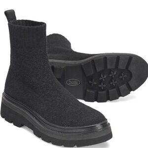 Sofft Provea knit sock black Ankle Boots with a chunky platform lug sole